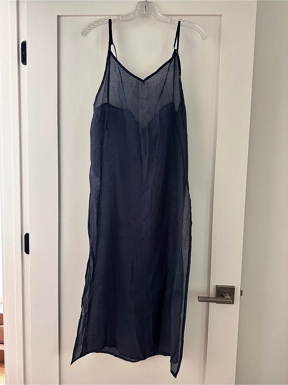The Frankie Shop Madeline Sheer Midi Dress in Blue